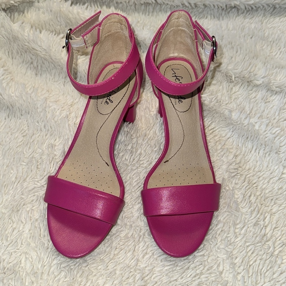 LifeStride Womens Averly Faux Leather Open Toe Heels size 8W